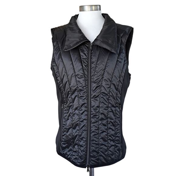 ANATOMIE Black Jocey Long Collar Puffy Vest Size Large Modern Minimalist - Picture 4 of 10
